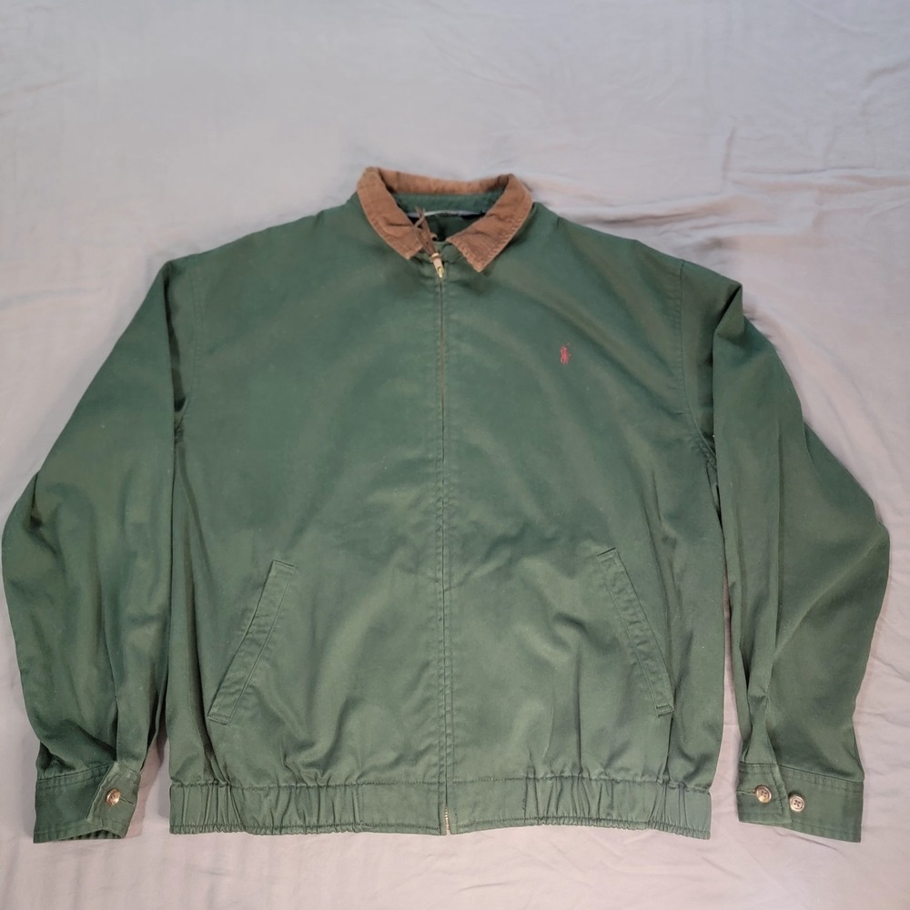 Vintage Polo Ralph Lauren Harrington Jacket Men's Large Full Zip Corduroy Collar - Picture 2 of 6